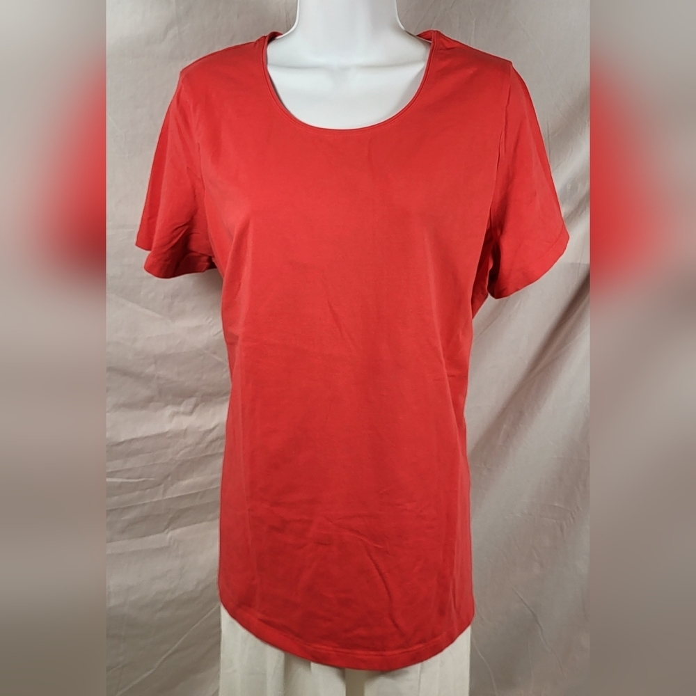 KIM ROGERS Red Scoop Neck Short Sleeve T-Shirt - Size XXL or Size 20 - Picture 1 of 3